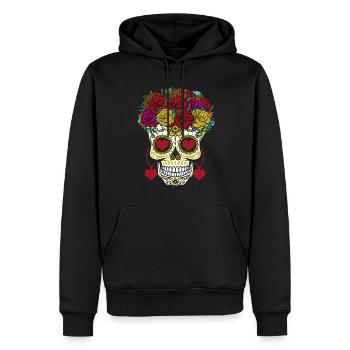 Roses Sugar Bone Halloween Valentines Muertos - Sweat à capuche Premium bio Homme - noir - Devant - Nico (187cm)