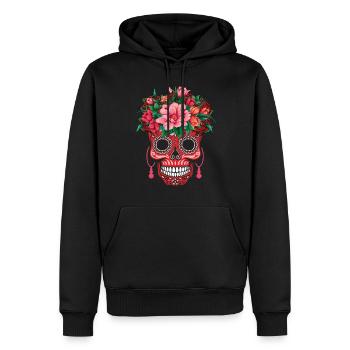 Coeurs Sucre Os Muertos Halloween Saint-Valentin Rouge - Sweat à capuche Premium bio Homme - noir - Devant - Nico (187cm)