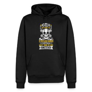 Attention Forklift Driver Crazy Truck Forklift - Men’s Premium Organic Hoodie - black - Front - Nico (187cm)
