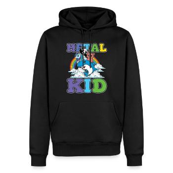 Licorne Requin Panda Chat Amour Musique Rock Métal Enfant - Sweat à capuche Premium bio Homme - noir - Devant - Nico (187cm)