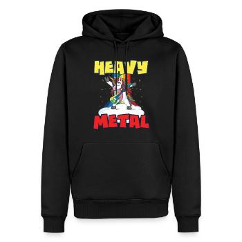 Rock Sign Guitare Licorne Arc-en-ciel Musique pour enfants - Sweat à capuche Premium bio Homme - noir - Devant - Nico (187cm)