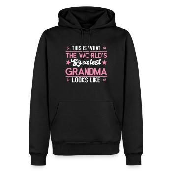 La plus grande grand-mère ressemble à la fête des mères - Sweat à capuche Premium bio Homme - noir - Devant - Nico (187cm)