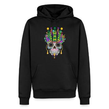 Dia De Los Muertos Mardi Gras Costume Fleur Sucre - Sweat à capuche Premium bio Homme - noir - Devant - Nico (187cm)