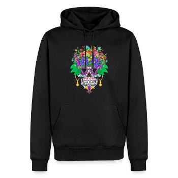 Mardi Gras Costume Fleur Sucre Dia De Los Muertos - Sweat à capuche Premium bio Homme - noir - Devant - Nico (187cm)