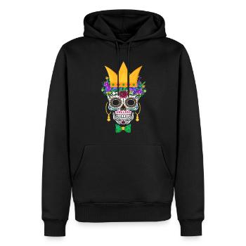 Mardi Gras Masque Fleur Sucre Dia de Los Muertos - Sweat à capuche Premium bio Homme - noir - Devant - Nico (187cm)