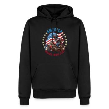 Amerikanisch Patriotisch USA Design - Männer Premium Bio Hoodie - Schwarz - Vorne - Nico (187cm)