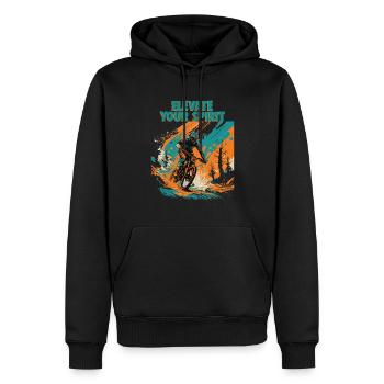 Conception cool de descente de VTT pour les fans de VTT - Sweat à capuche Premium bio Homme - noir - Devant - Nico (187cm)