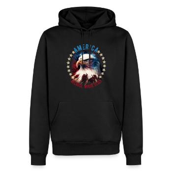 Amerikanisch Patriotisch USA Design - Männer Premium Bio Hoodie - Schwarz - Vorne - Nico (187cm)