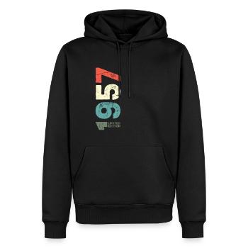 Depuis 1957 Année 1957 Rétro 1957 Millésime 1957 - Sweat à capuche Premium bio Homme - noir - Devant - Nico (187cm)