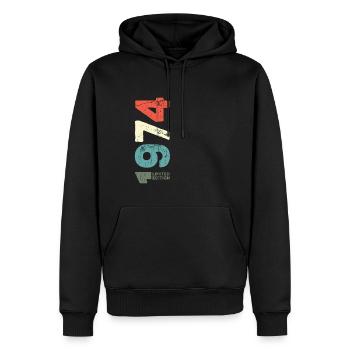 Depuis 1974 Année 1974 Rétro 1974 Millésime 1974 - Sweat à capuche Premium bio Homme - noir - Devant - Nico (187cm)