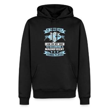 Tennislehrer Geburtstag Tennisspieler Verein - Männer Premium Bio Hoodie - Schwarz - Vorne - Nico (187cm)