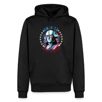 American Patriotic USA Design - Sweat à capuche Premium bio Homme - noir - Devant - Nico (187cm)