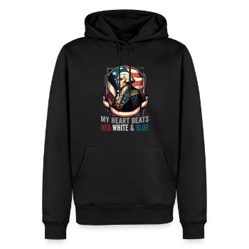 American Patriotic USA Design - Sweat à capuche Premium bio Homme - noir - Devant - Nico (187cm)
