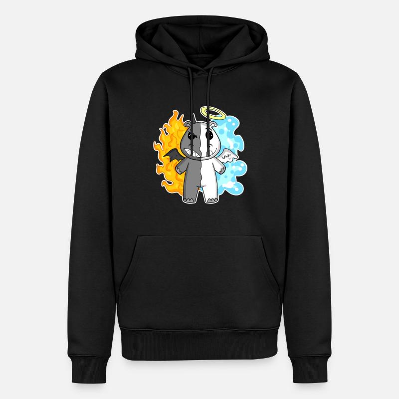 Hippo - Ange et Diable - Sweat à capuche Premium bio Homme - noir