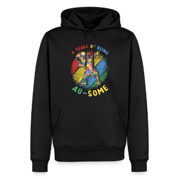 9 ans de sensibilisation à l’autisme au puzzle spécial génial - Sweat à capuche Premium bio Homme - noir - Devant - Nico (187cm)