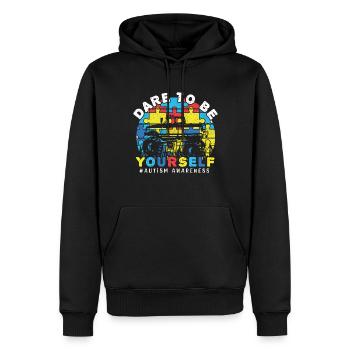Dare Be Yourself Truck Puzzle Autism Awareness - Sweat à capuche Premium bio Homme - noir - Devant - Nico (187cm)