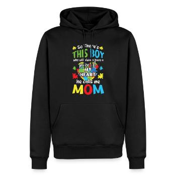 Junge nennt mich Mama Puzzle Autismus Bewusstsein - Männer Premium Bio Hoodie - Schwarz - Vorne - Nico (187cm)