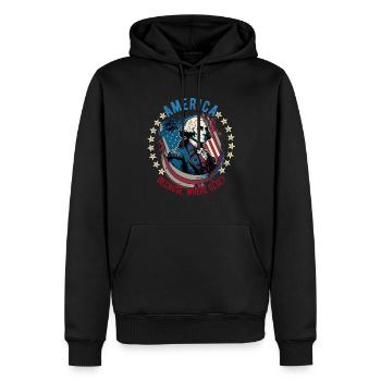 American Patriotic USA Design - Sweat à capuche Premium bio Homme - noir - Devant - Nico (187cm)