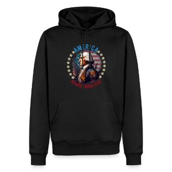 American Patriotic USA Design - Sweat à capuche Premium bio Homme - noir - Devant - Nico (187cm)