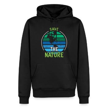 Globe Save Nature Oceans Day Earth Day - Men’s Premium Organic Hoodie - black - Front - Nico (187cm)