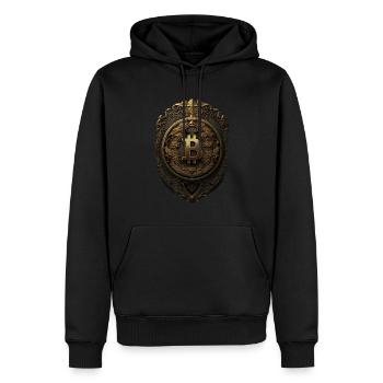 Bitcoin Design für BTC Fans - Männer Premium Bio Hoodie - Schwarz - Vorne - Nico (187cm)