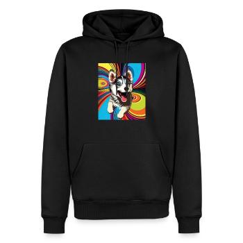 Hunde Cartoon Huskie Design für Hundeliebhaber - Männer Premium Bio Hoodie - Schwarz - Vorne - Nico (187cm)