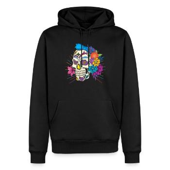 Floral Dia De Los Muertos LGBTQ Mois de la fierté LGBT - Sweat à capuche Premium bio Homme - noir - Devant - Nico (187cm)