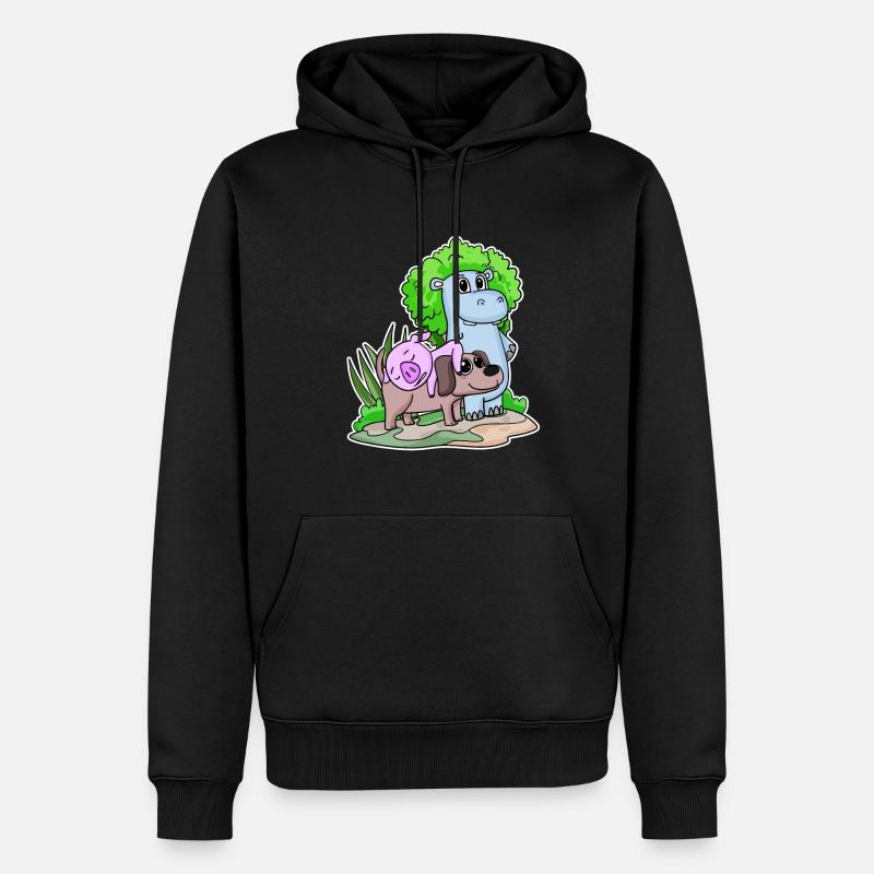 Animaux mignons - Sweat à capuche Premium bio Homme - noir