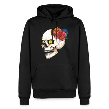 Rose Halloween Muertos Tag des toten Zuckerknochens - Männer Premium Bio Hoodie - Schwarz - Vorne - Nico (187cm)