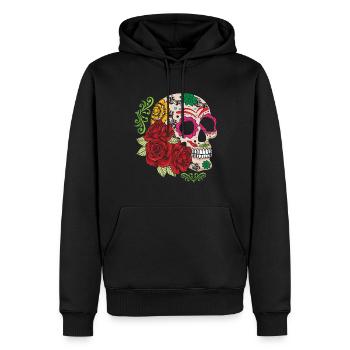 Halloween Rose Muertos Tag des toten Zuckerknochens - Männer Premium Bio Hoodie - Schwarz - Vorne - Nico (187cm)