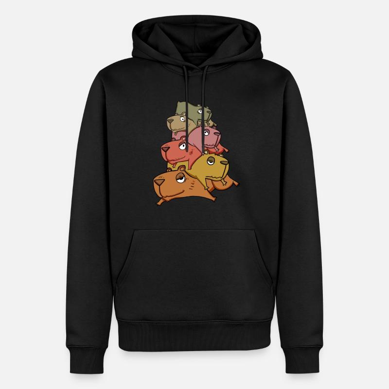 Capybara pile capybara - Sweat à capuche Premium bio Homme - noir