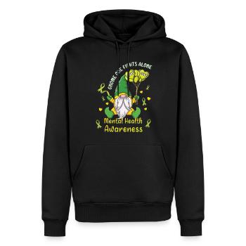 Mois de la sensibilisation à la santé mentale Les gnomes de mai - Sweat à capuche Premium bio Homme - noir - Devant - Nico (187cm)