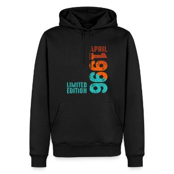 Depuis Avril 1996 Année 1996 Rétro Millésime 1996 - Sweat à capuche Premium bio Homme - noir - Devant - Nico (187cm)