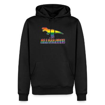 Ally Dinosaur Gay LGBTQ Arc-en-ciel Mois de la fierté LGBT - Sweat à capuche Premium bio Homme - noir - Devant - Nico (187cm)