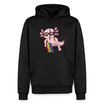 Axolotl Gay LGBTQ Rainbow LGBT Pride Month - Sweat à capuche Premium bio Homme - noir - Devant - Nico (187cm)