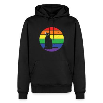Rainbow Cat Gay LGBTQ Arc-en-ciel LGBT Mois de la fierté LGBT - Sweat à capuche Premium bio Homme - noir - Devant - Nico (187cm)