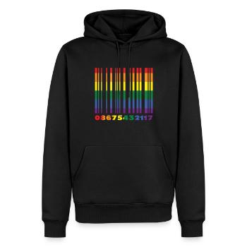 Barcode Homosexuell LGBTQ Regenbogen LGBT Pride Monat - Männer Premium Bio Hoodie - Schwarz - Vorne - Nico (187cm)