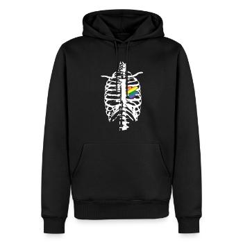 Skeleton Heart Gay LGBTQ Rainbow LGBT Pride Mois - Sweat à capuche Premium bio Homme - noir - Devant - Nico (187cm)