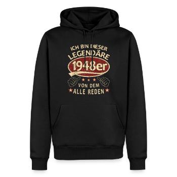 75. Geburtstag 1948 75 er Geburtstag - Männer Premium Bio Hoodie - Schwarz - Vorne - Nico (187cm)