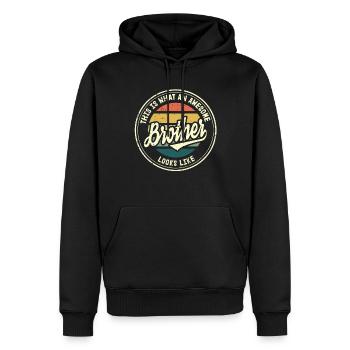 Meilleur Frère Rétro Frère Coeur Cadeau - Sweat à capuche Premium bio Homme - noir - Devant - Nico (187cm)