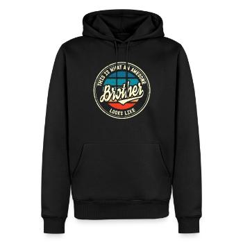 Meilleur Frère Rétro Frère Coeur Cadeau - Sweat à capuche Premium bio Homme - noir - Devant - Nico (187cm)