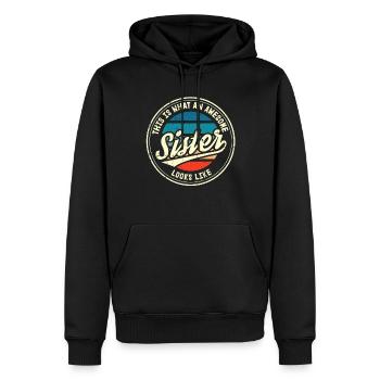 Beste Schwester Schwesterherz Retro Sis Geschenk - Männer Premium Bio Hoodie - Schwarz - Vorne - Nico (187cm)