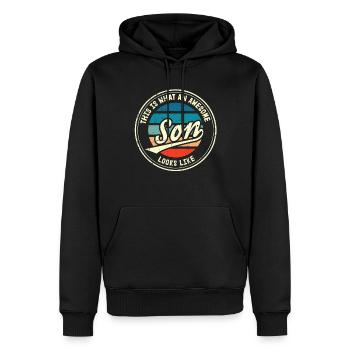 Sohn so sieht ein Spruch Witzig Geschenkidee - Männer Premium Bio Hoodie - Schwarz - Vorne - Nico (187cm)