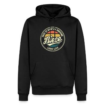 Meilleur cadeau rétro de nièce au monde - Sweat à capuche Premium bio Homme - noir - Devant - Nico (187cm)