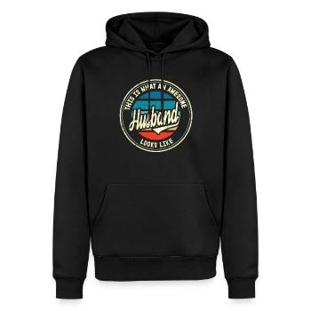 Meilleur mari du monde Cadeau rétro - Sweat à capuche Premium bio Homme - noir - Devant - Nico (187cm)