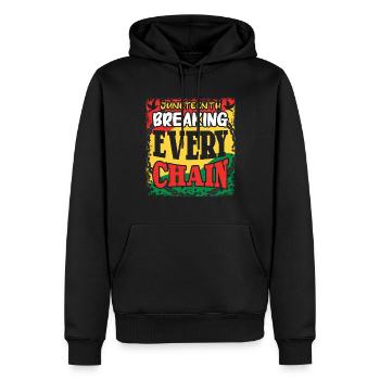 Breaking Chain célèbre l’histoire des Noirs de Juneteenth - Sweat à capuche Premium bio Homme - noir - Devant - Nico (187cm)