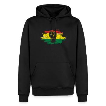 Le poing célèbre l’histoire des Noirs de Juneteenth - Sweat à capuche Premium bio Homme - noir - Devant - Nico (187cm)