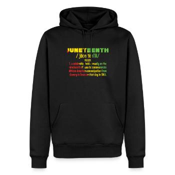 Définition Célébrez l’histoire des Noirs de Juneteenth - Sweat à capuche Premium bio Homme - noir - Devant - Nico (187cm)