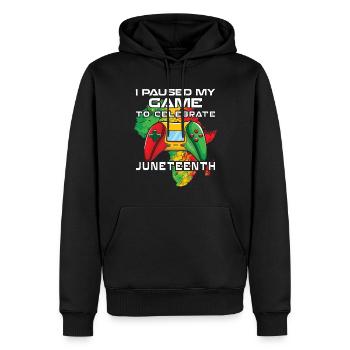 Un jeu de joueur célèbre l’histoire des Noirs de Juneteenth - Sweat à capuche Premium bio Homme - noir - Devant - Nico (187cm)