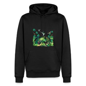 Tropical Birds Paradise Surf Hello Summer - Men’s Premium Organic Hoodie - black - Front - Nico (187cm)